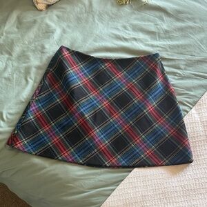 Zara Tartan Mini Skirt in Black, Red, and Blue